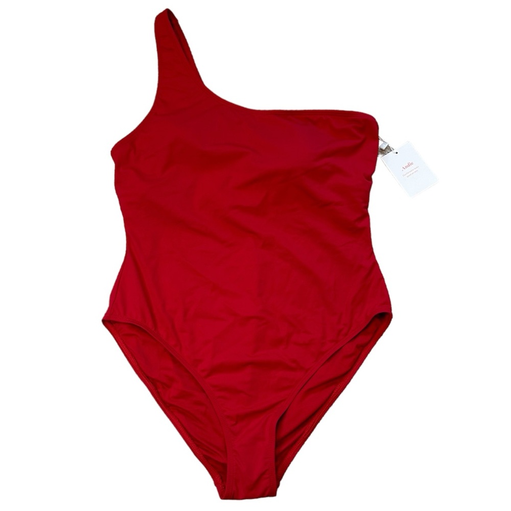 Andie One Shoulder Nantucket Swim Bathing Suit Size XL NWT Red